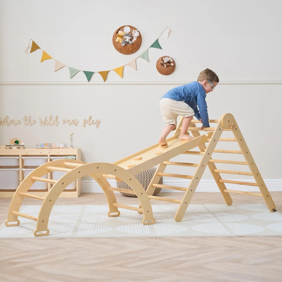 Scala Montessori 3-in-1 Pikler Climbing Frame with Climbing Wall