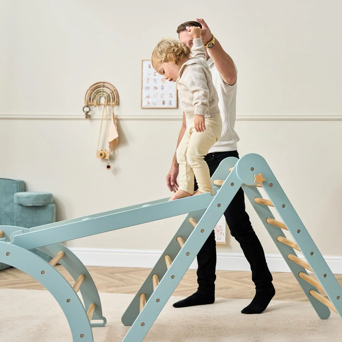 Scala Montessori 3 in 1 Pikler Climbing Frame with Climbing Wall - Image 4